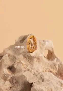 ANILLO PIEDRAS DE NACIMIENTO BAÑADO EN ORO