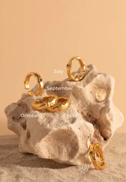 ANILLO PIEDRAS DE NACIMIENTO BAÑADO EN ORO