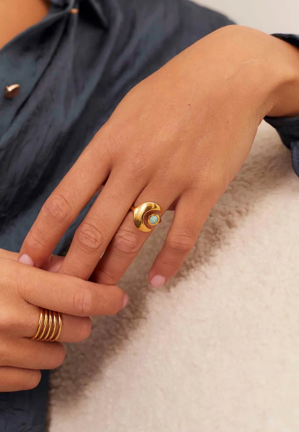 ANILLO PRANA BAÑADO EN ORO