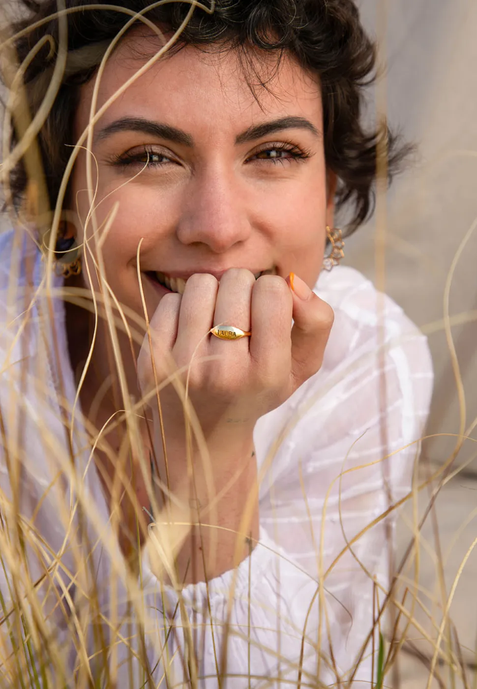 ANILLO PURNIT GRABADO BAÑADO EN ORO