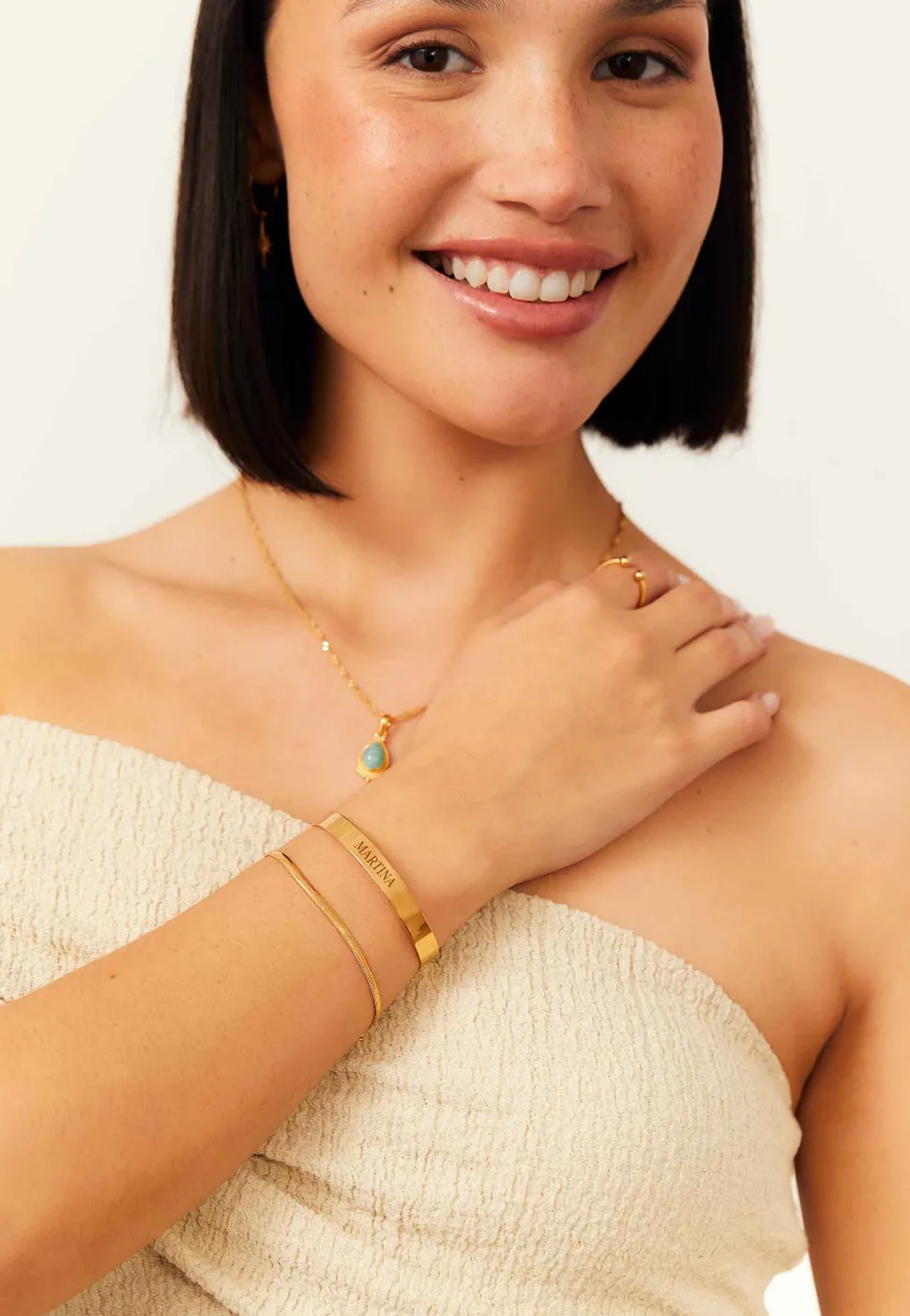 BRAZALETE ADAR BAÑADO EN ORO PERSONALIZADO