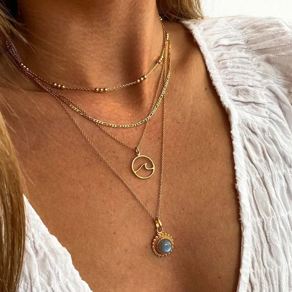 COLLAR MUKTA BAÑADO EN ORO