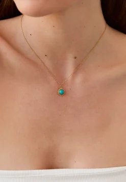 COLLAR SAVATI TURQUESA BAÑADO EN ORO