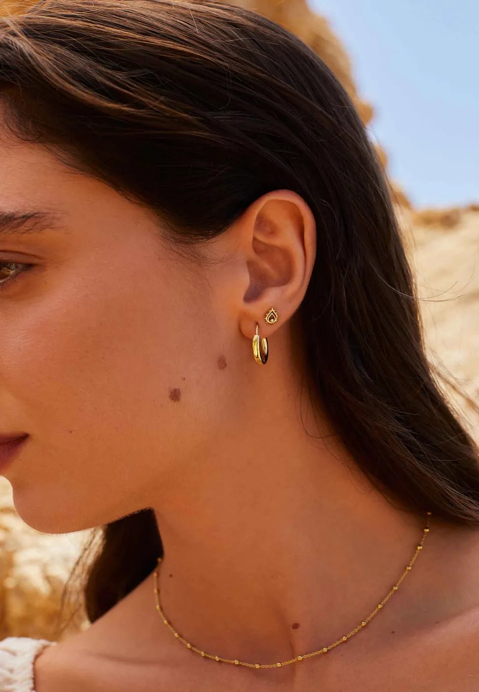 PENDIENTES ACHALA (16MM) BAÑADOS EN ORO
