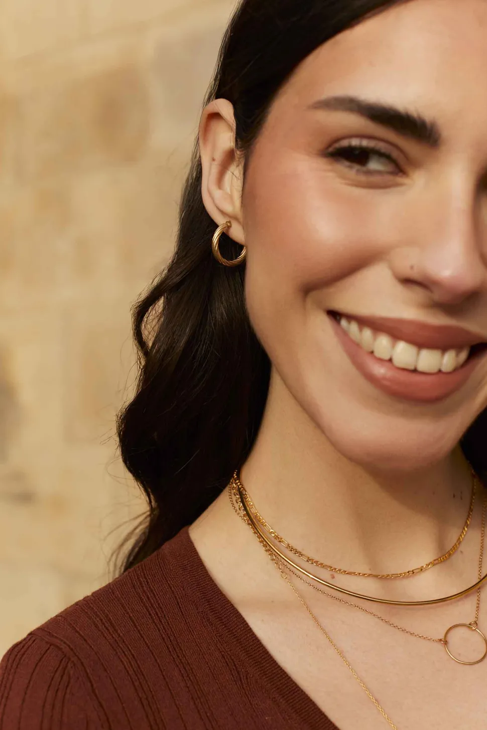 PENDIENTES DHARTI (20MM) BAÑADOS EN ORO