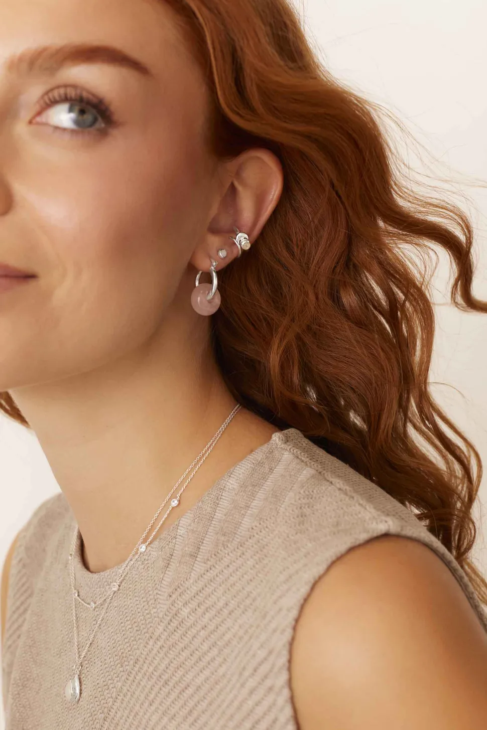 PENDIENTES FIROZA CUARZO ROSA