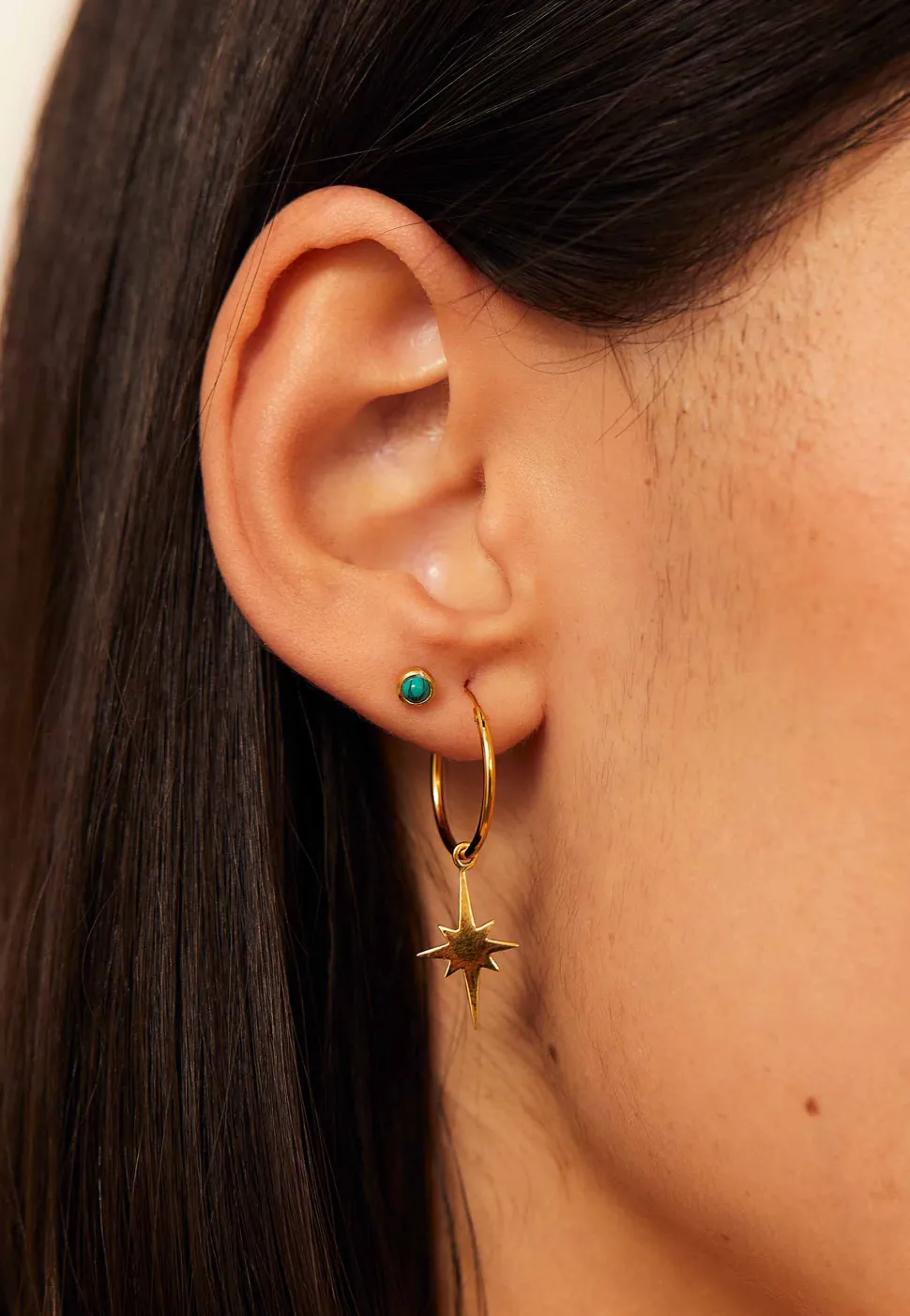 PENDIENTES FIROZA TURQUESA BAÑADOS EN ORO