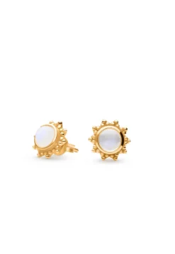 PENDIENTES ISHAAN PIEDRA LUNA BAÑADOS EN ORO