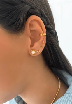PENDIENTES ISHAAN PIEDRA LUNA BAÑADOS EN ORO